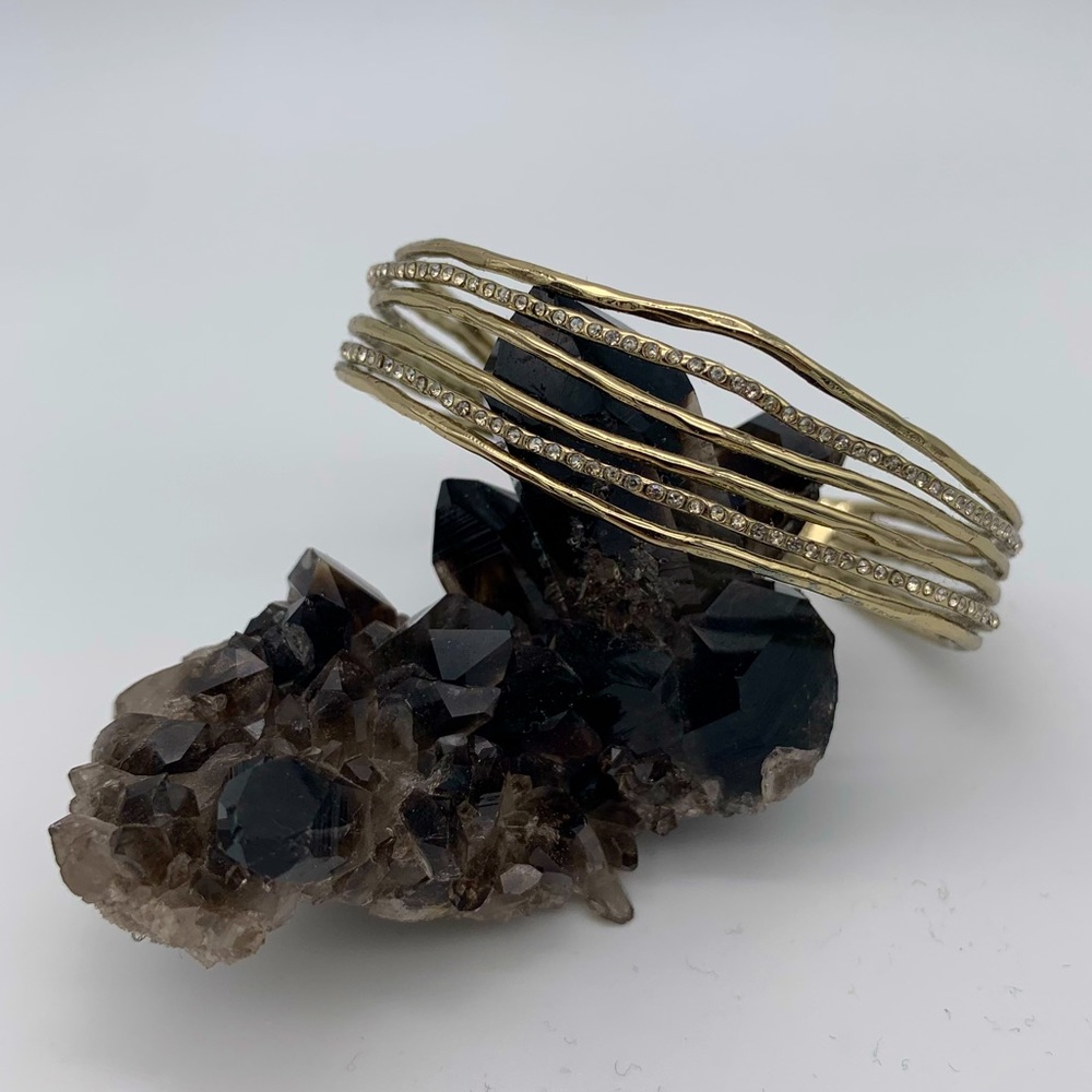 LOFT Gold Tone Multi-Row Crystal Bangle Bracelet